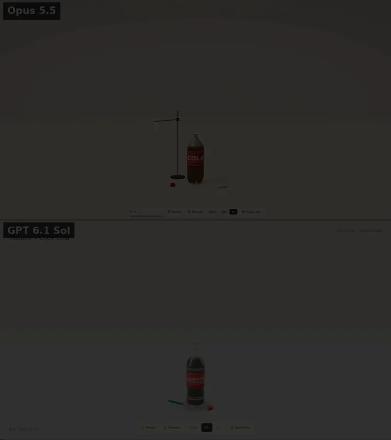 Mentos and Coke experiment: Claude Opus 5.5 vs GPT-6.1 Sol