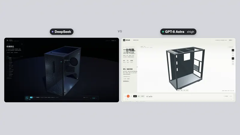 Desktop PC build animation: vs Astra: DeepSeek V4.1 Flash 1017 vs GPT-6 Astra