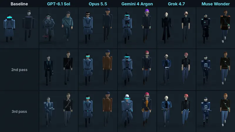 Cyberpunk game characters, five models: 5 models