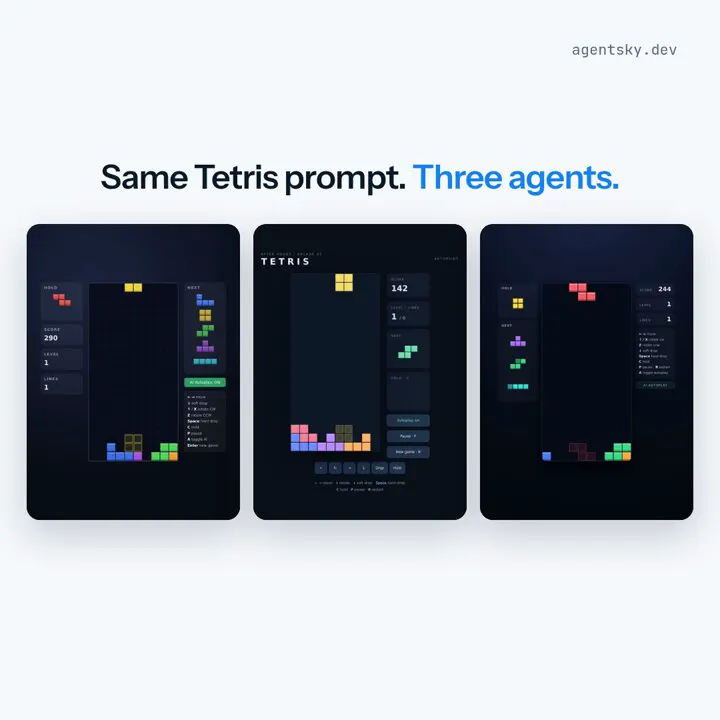 Tetris in three agents: Claude Code, Codex, DeepSeek: Claude Opus 5.5 vs GPT-6.1 Sol vs DeepSeek V4 Pro 0813