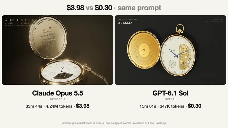 3D pocket watch, Claude Opus 5.5 vs GPT-6.1 Sol: Claude Opus 5.5 vs GPT-6.1 Sol