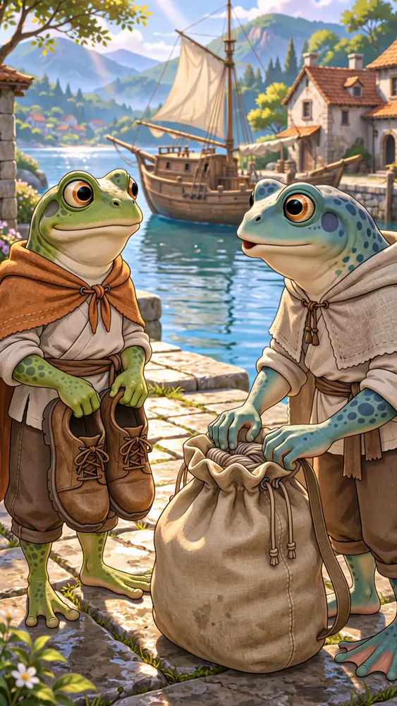 Frog travelers at a harbor, same prompt: Grok Imagine vs Seedance 2.5