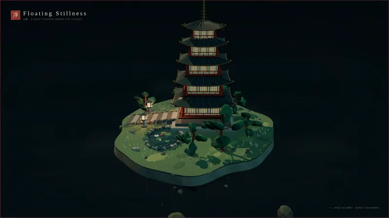 Pagoda island from MiniMax M3.1 Flash, one shot: MiniMax M3.1 Flash (solo run)