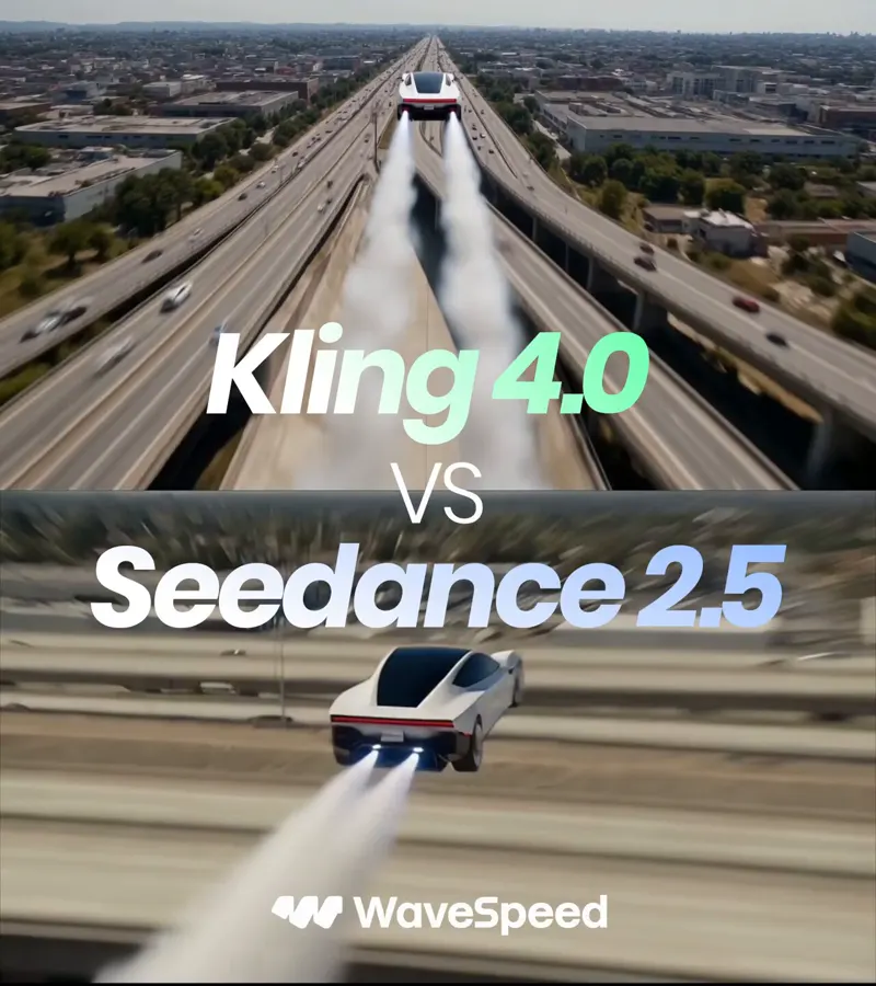 Cinematic flying roadster, Kling 4.0 vs Seedance 2.5: Kling 4.0 vs Seedance 2.5