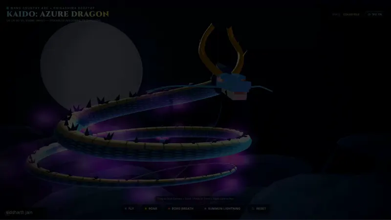 Kaido’s Azure Dragon form in Three.js: Gemini 4 Argon vs GPT-6.1 Sol