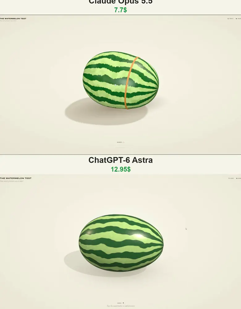 Rubber bands squeezing a watermelon: Claude Opus 5.5 vs GPT-6 Astra