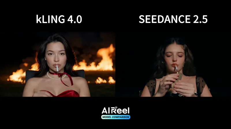 Fire-lit portrait clip, Kling 4.0 vs Seedance 2.5: Kling 4.0 vs Seedance 2.5