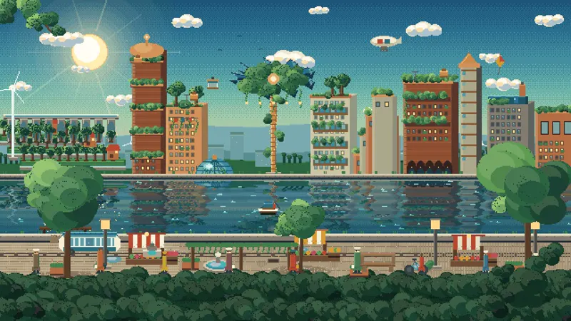 Pixel-art city GIFs, MiniMax M3.1 Flash vs DeepSeek: MiniMax M3.1 Flash vs DeepSeek V4.1 Flash 1017