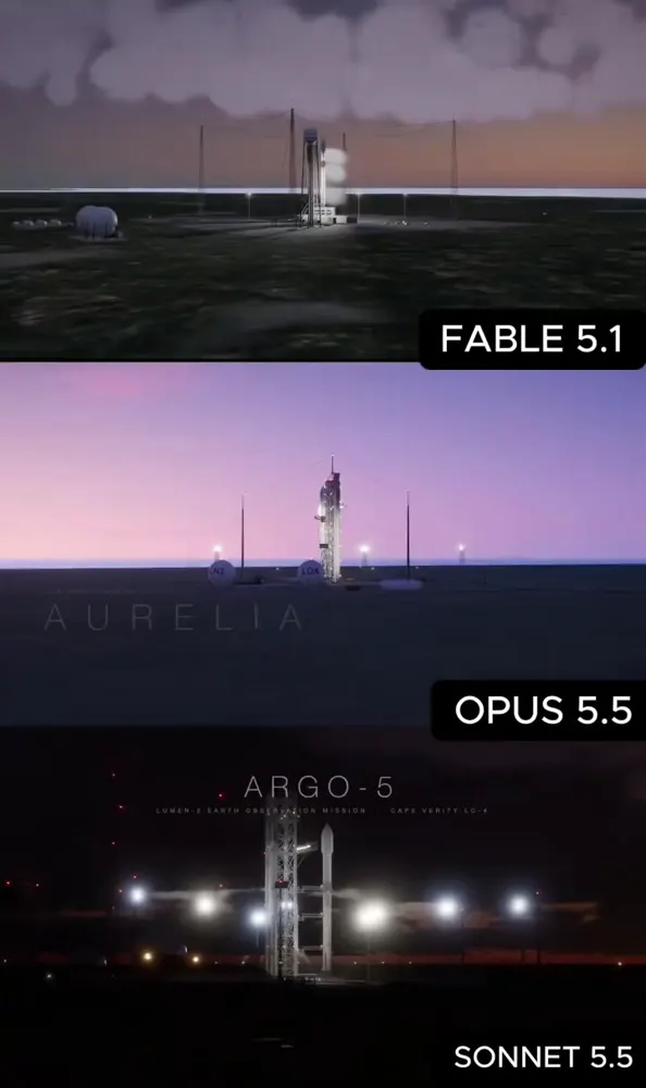 Rocket launch: Fable 5.1 vs Claude Opus 5.5 vs Sonnet 5.5: Claude Fable 5.1 vs Claude Opus 5.5 vs Claude Sonnet 5.5