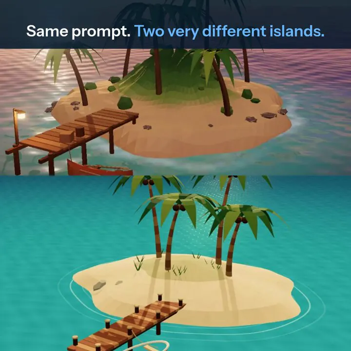 Island scene, Codex with Sol vs DeepSeek Harness: GPT-6.1 Sol vs DeepSeek V4.1 Flash 1017