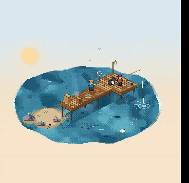 Pixel-art fishing pier from a reference image: MiniMax M3.1 Flash vs DeepSeek V4.1 Flash 1017