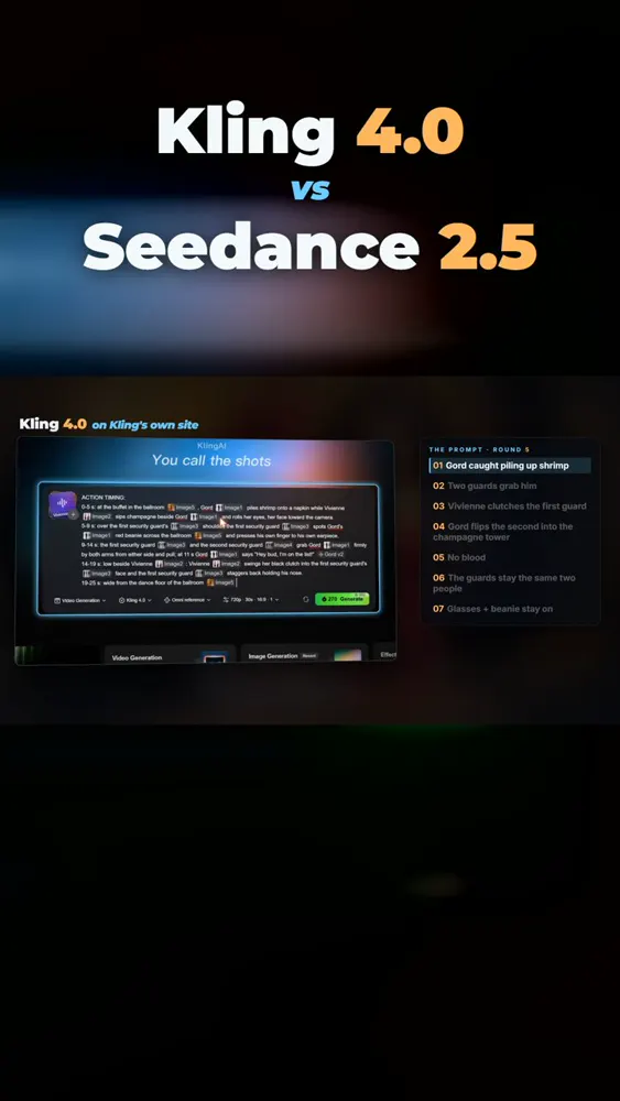 Two-guard scene, character mix-ups: Kling 4.0 vs Seedance 2.5