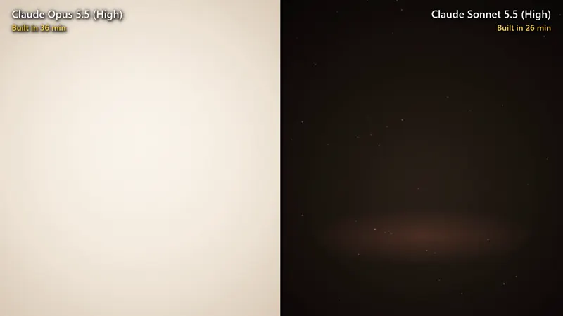 Cute Claude mascot travels through 5 worlds, all code: Claude Opus 5.5 vs Claude Sonnet 5.5