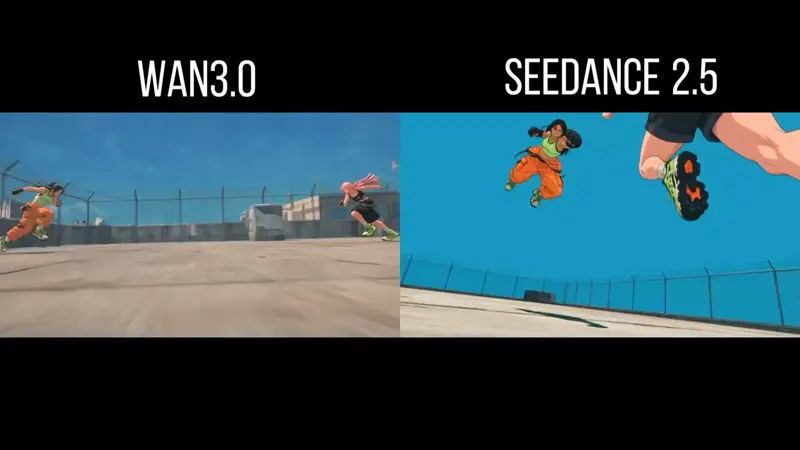 Anime schoolyard flying kick: Wan 3.0 vs Seedance 2.5