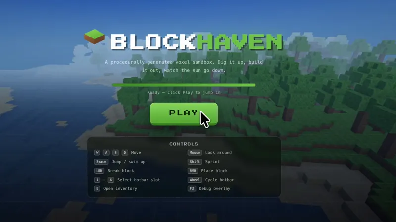 Minecraft-style voxel sandbox, MiniMax M3.1 Flash solo: MiniMax M3.1 Flash (solo run)