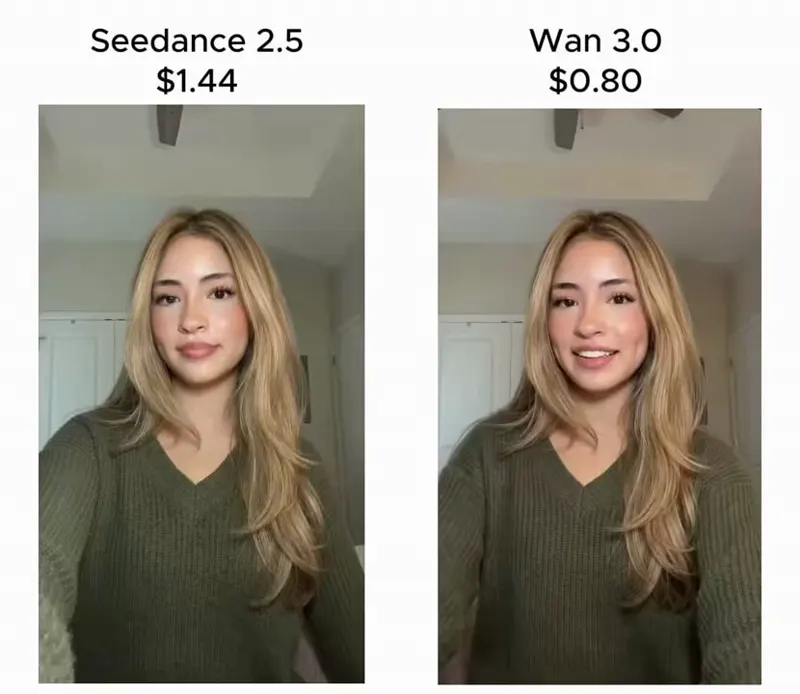 AI influencer talking head, cost check: Seedance 2.5 vs Wan 3.0