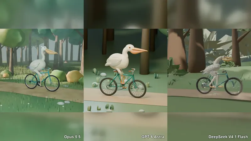 3D pelican on a bicycle, Opus vs Astra on cost: Claude Opus 5.5 vs GPT-6 Astra