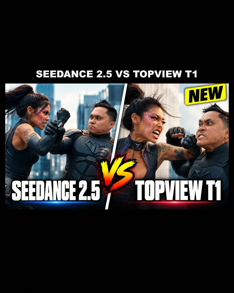Seedance 2.5 vs Topview T1, same prompts: Seedance 2.5 vs Topview T1