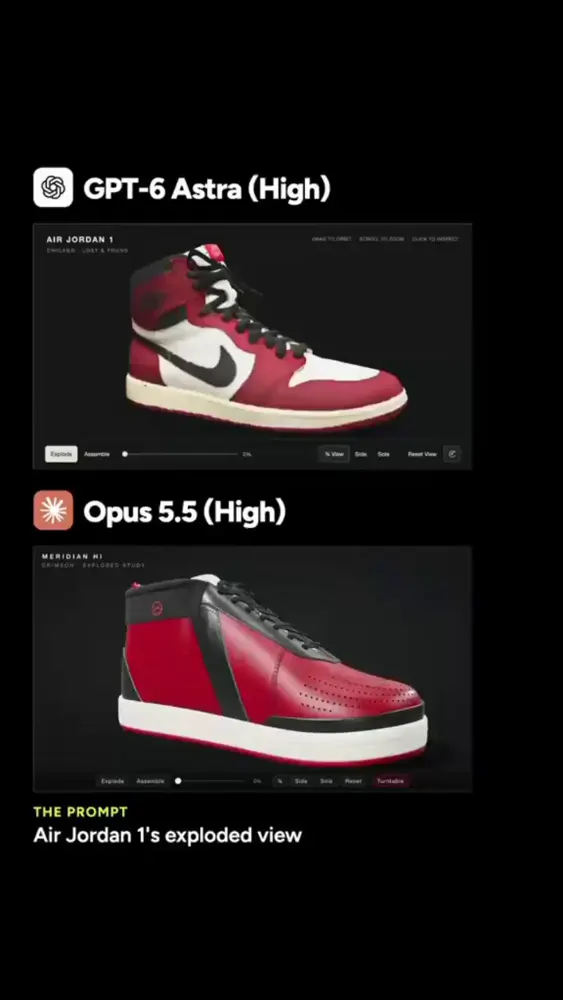 Air Jordan 1 exploded view, Astra vs Opus: GPT-6 Astra vs Claude Opus 5.5