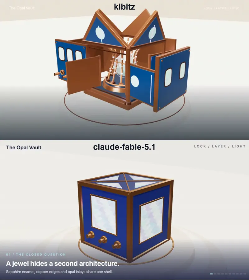 Opal Vault cabinet, Kibitz vs Claude Fable 5.1: Kibitz vs Claude Fable 5.1