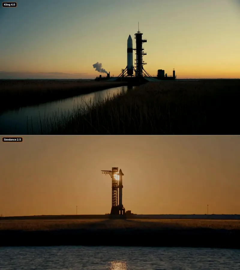 Kling 4.0 vs Seedance 2.5, 30-second test 1: Kling 4.0 vs Seedance 2.5