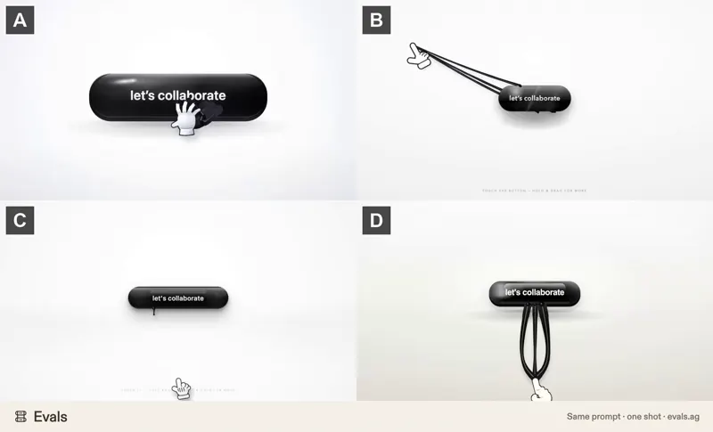 Sticky goo button, four models: DeepSeek V4.1 Flash 1017 vs Kimi K3 vs Claude Fable 5.1 vs Grok 4.7