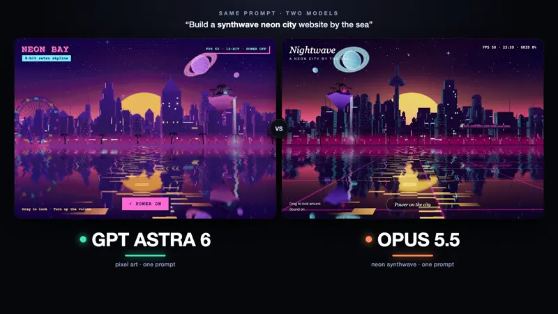 AI-generated cities, rate them 1 to 10: GPT-6 Astra vs Claude Opus 5.5