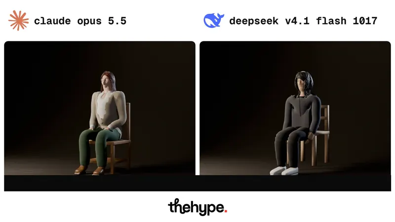 Models build themselves as people in Blender: Claude Opus 5.5 vs DeepSeek V4.1 Flash 1017