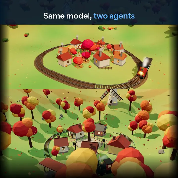Autumn village, one model in two harnesses: DeepSeek V4.1 Flash 1017