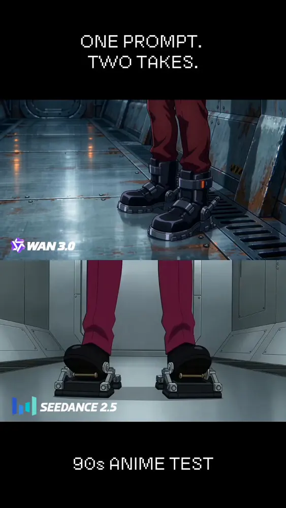 One prompt, two takes on ’90s anime: Wan 3.0 vs Seedance 2.5