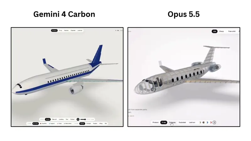 3D airplane, Gemini 4 Carbon vs Claude Opus 5.5: Gemini 4 Carbon vs Claude Opus 5.5