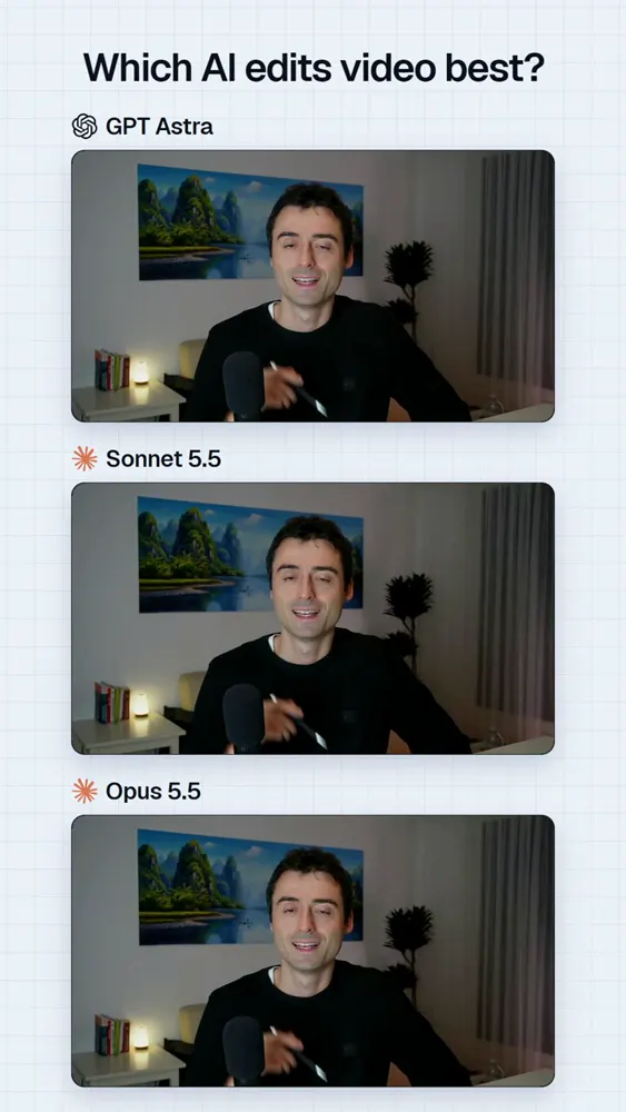 AI video editing, Sonnet vs Opus vs Astra: Claude Sonnet 5.5 vs Claude Opus 5.5 vs GPT-6 Astra