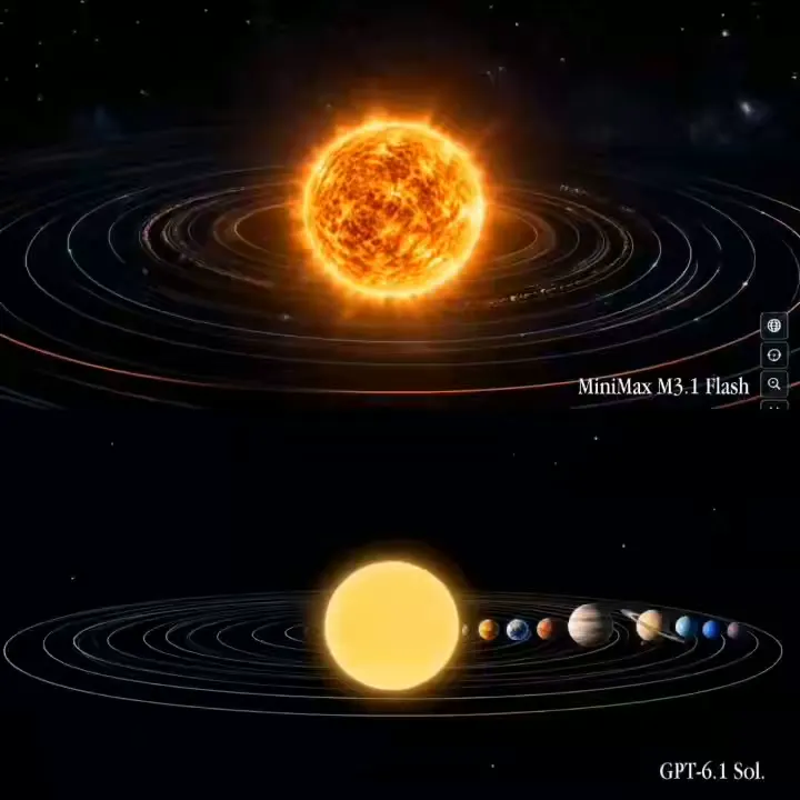 Cinematic 3D Earth with a shuttle in orbit: MiniMax M3.1 Flash vs GPT-6.1 Sol