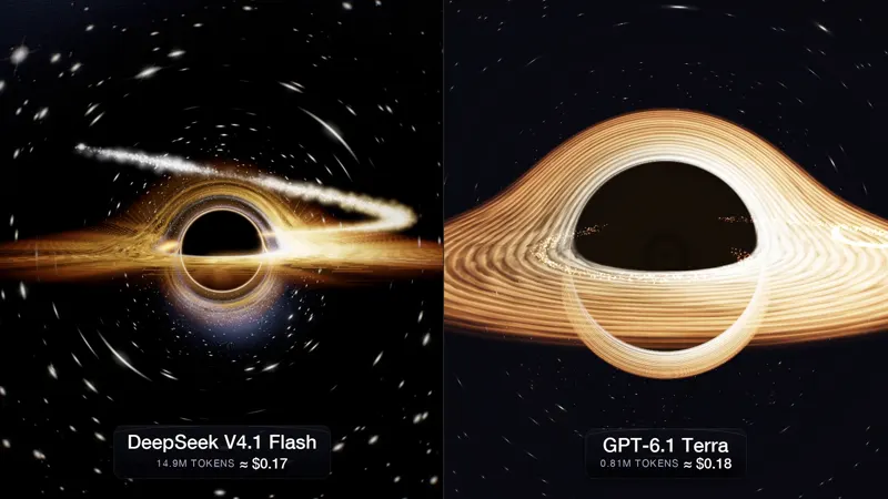 Interstellar black hole in three.js, DeepSeek vs Terra: DeepSeek V4.1 Flash 1017 vs GPT-6.1 Terra