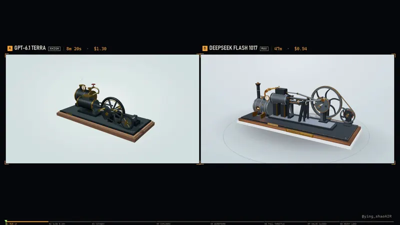 Steam engine, GPT-6.1 Terra vs DeepSeek V4.1 Flash 1017: GPT-6.1 Terra vs DeepSeek V4.1 Flash 1017