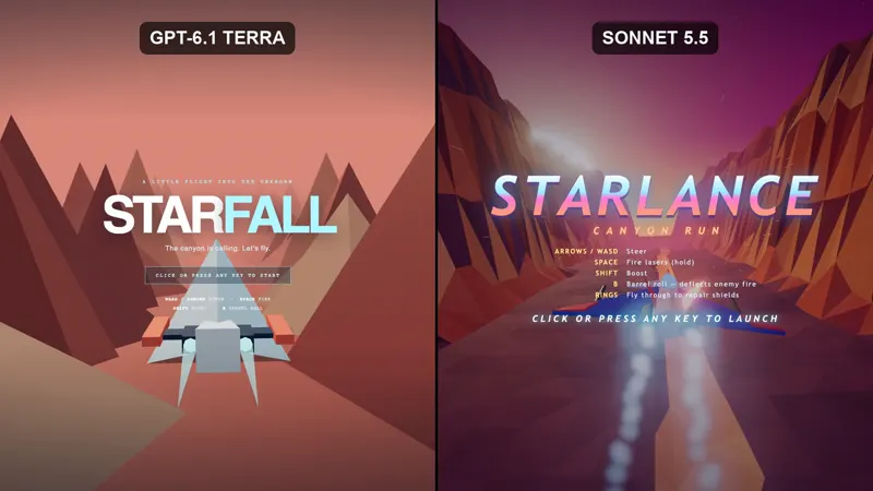 One-shot Star Fox game, GPT-6.1 Terra vs Claude Sonnet 5.5: GPT-6.1 Terra vs Claude Sonnet 5.5