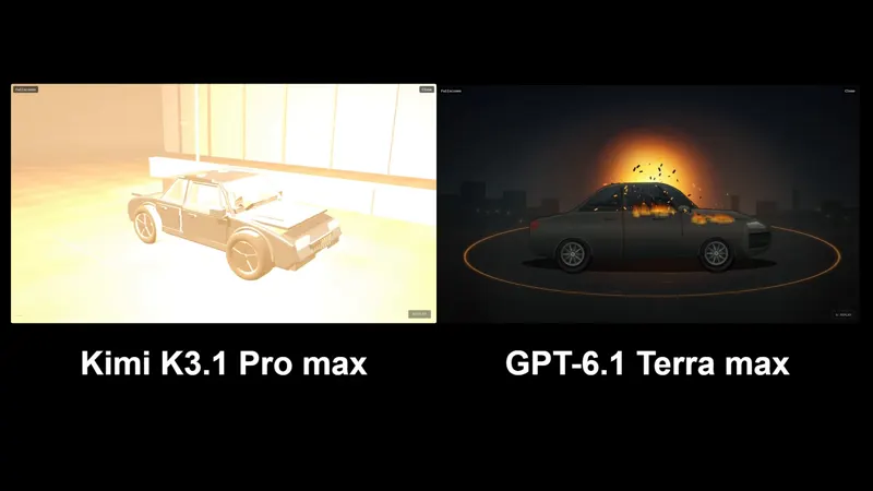 Burning car, Kimi K3.1 Pro vs GPT-6.1 Terra: Kimi K3.1 Pro vs GPT-6.1 Terra
