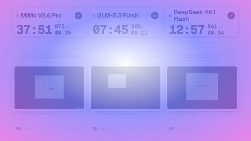 Nokia Snake clone, three open models: Xiaomi MiMo V2.6 Pro vs GLM 5.3 Flash vs DeepSeek V4.1 Flash 1017