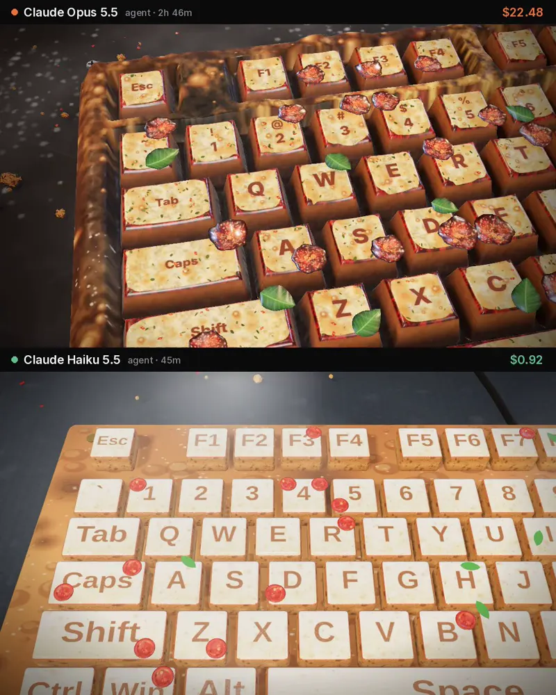 Pizza keyboard, Claude Opus 5.5 vs Haiku 5.5: Claude Opus 5.5 vs Claude Haiku 5.5
