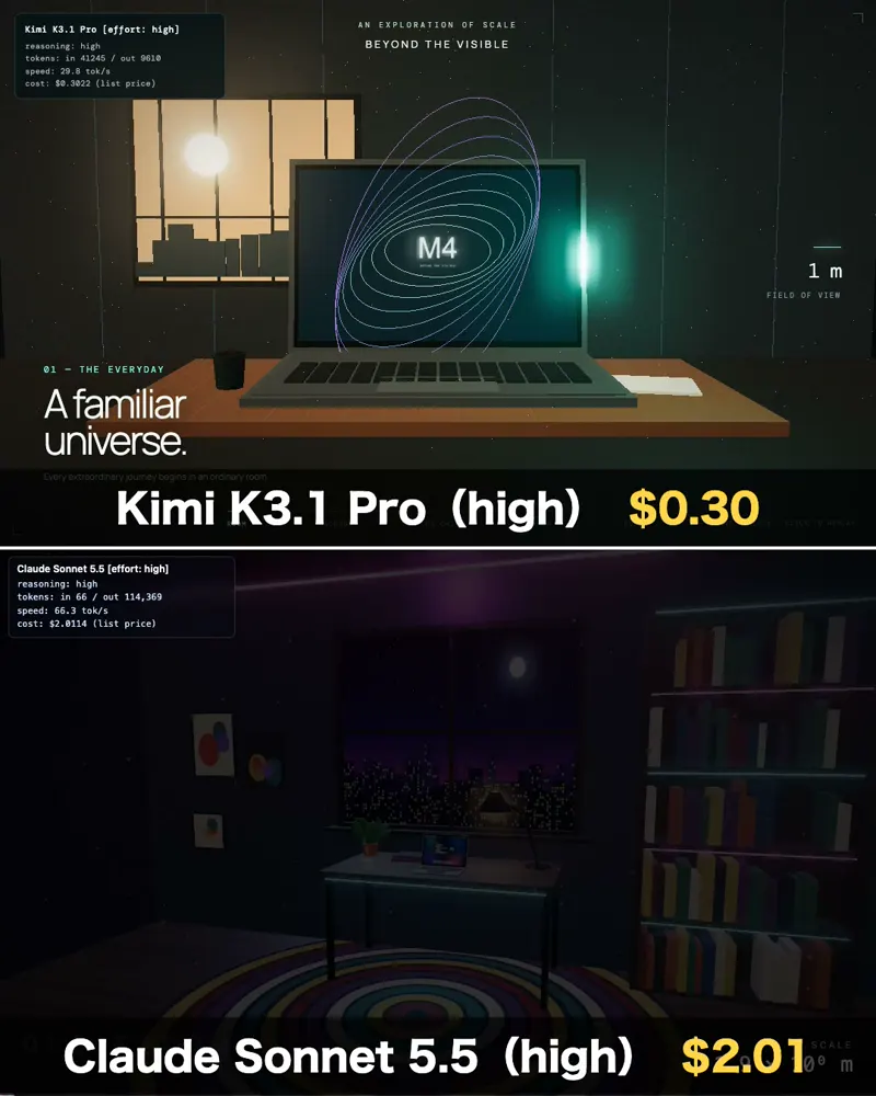 Playable game, Kimi K3.1 Pro vs Claude Sonnet 5.5: Kimi K3.1 Pro vs Claude Sonnet 5.5