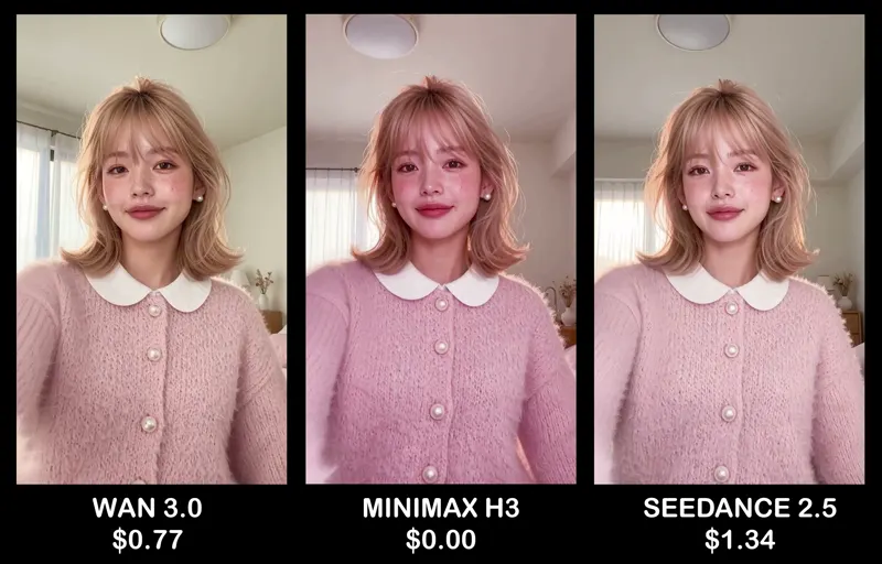 Same shot, MiniMax H3 vs Seedance 2.5 vs Wan 3.0: MiniMax H3 vs Seedance 2.5 vs Wan 3.0