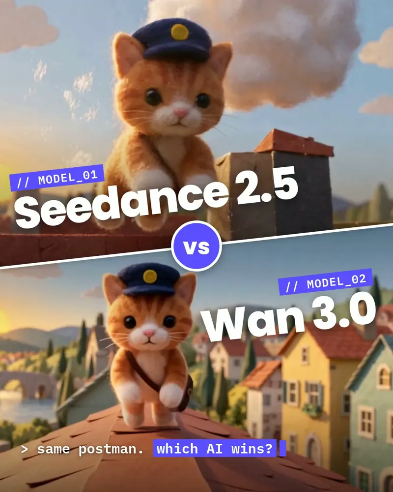 Tiny mail carrier adventure, Seedance vs Wan: Seedance 2.5 vs Wan 3.0